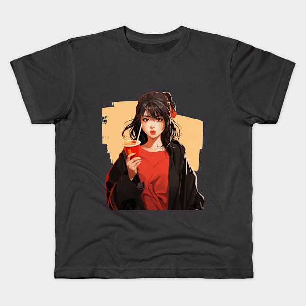 Ramen Girl Kids T-Shirt by Ceiko